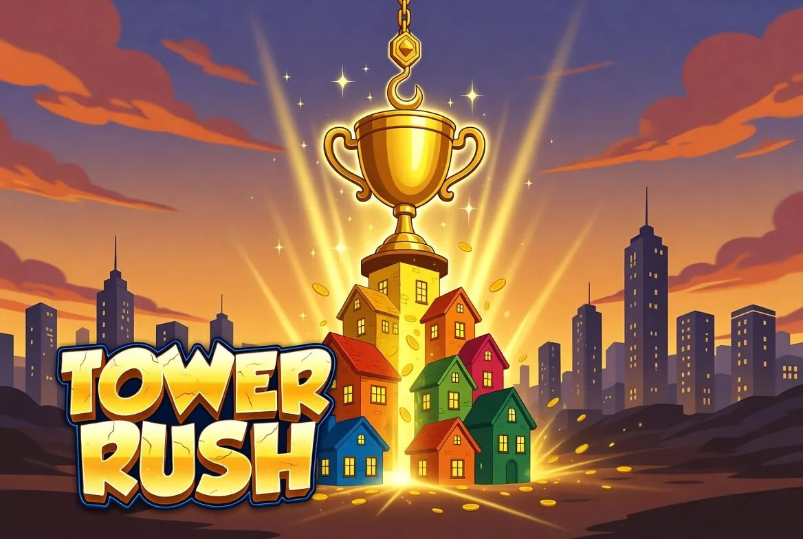 Tower Rush real money round showing a live cash-out multiplier